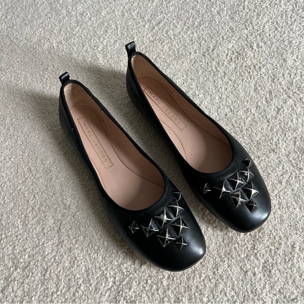 Marc Jacobs NWOT Size 38.5 Black Cleo Studded Ballet Flat